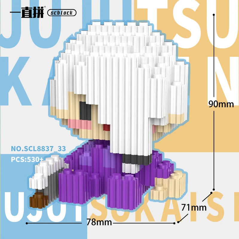 JX TOY Anime Jujustu Micro Bloc de Construction Ornements de Bureau à Collectionner Statue Gojo Satoru Poupée Itadori Yuji Bloc Fushiguro Megumi