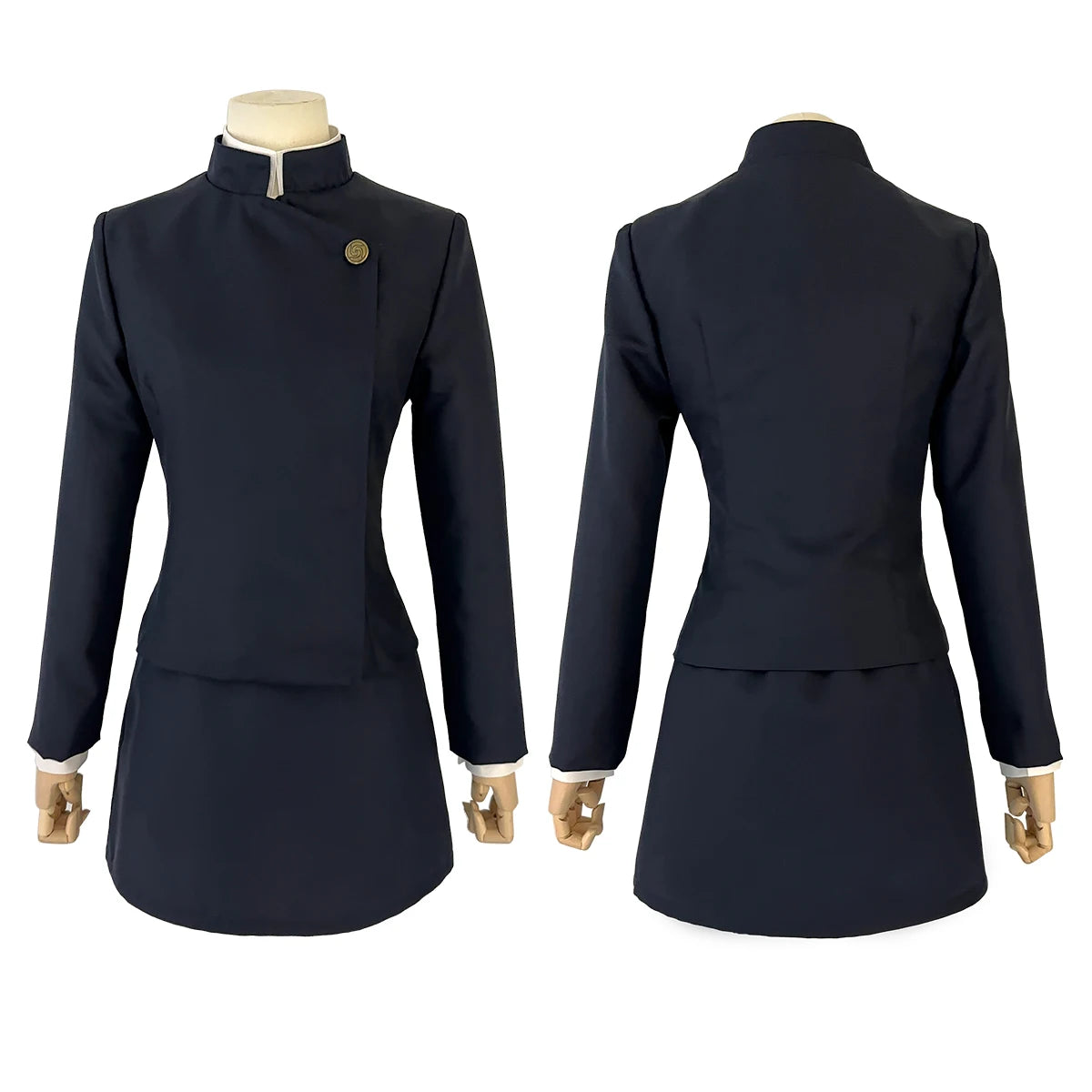 HOLOUN Jujutsu JJK Manga Anime Maki Zenin Cosplay Costume Wig Dark Blue Jacket Skirt Rose Net Synthetic Halloween XS-2XL - Jujutsu Kaisen Merch - Free Shipping Buy Now