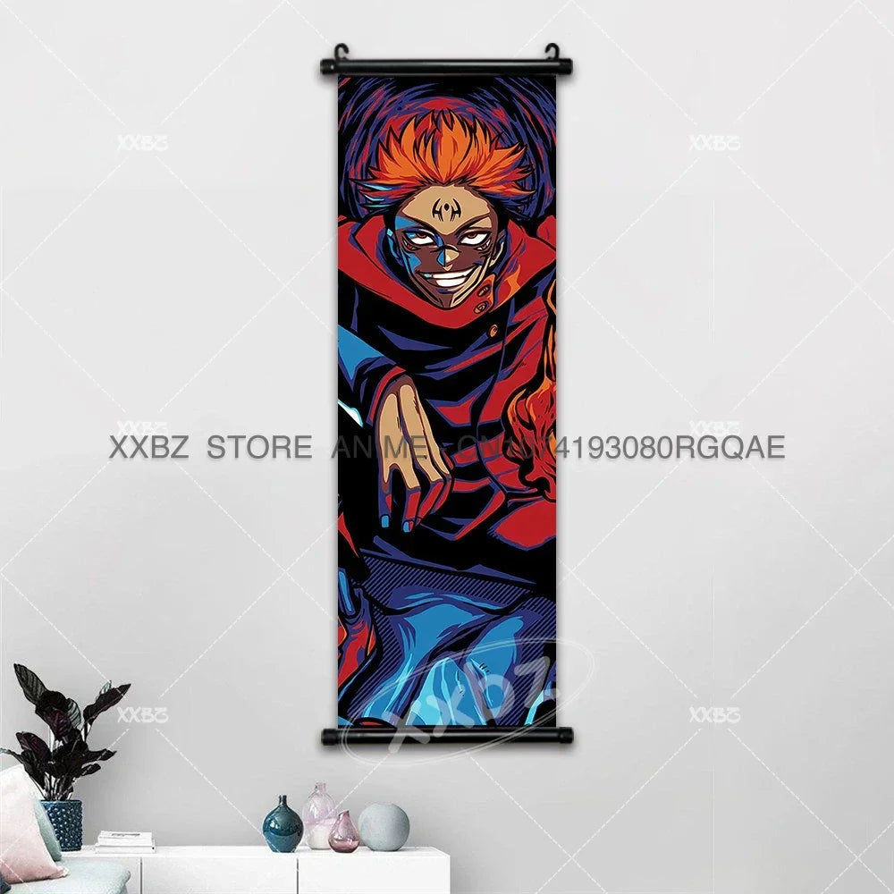 Jujutsu Kaisen Anime Poster Itadori Yuji Wall Art Fushiguro Megumi Room Decor Gojo Satoru Hanging Painting Nobara Scroll Picture