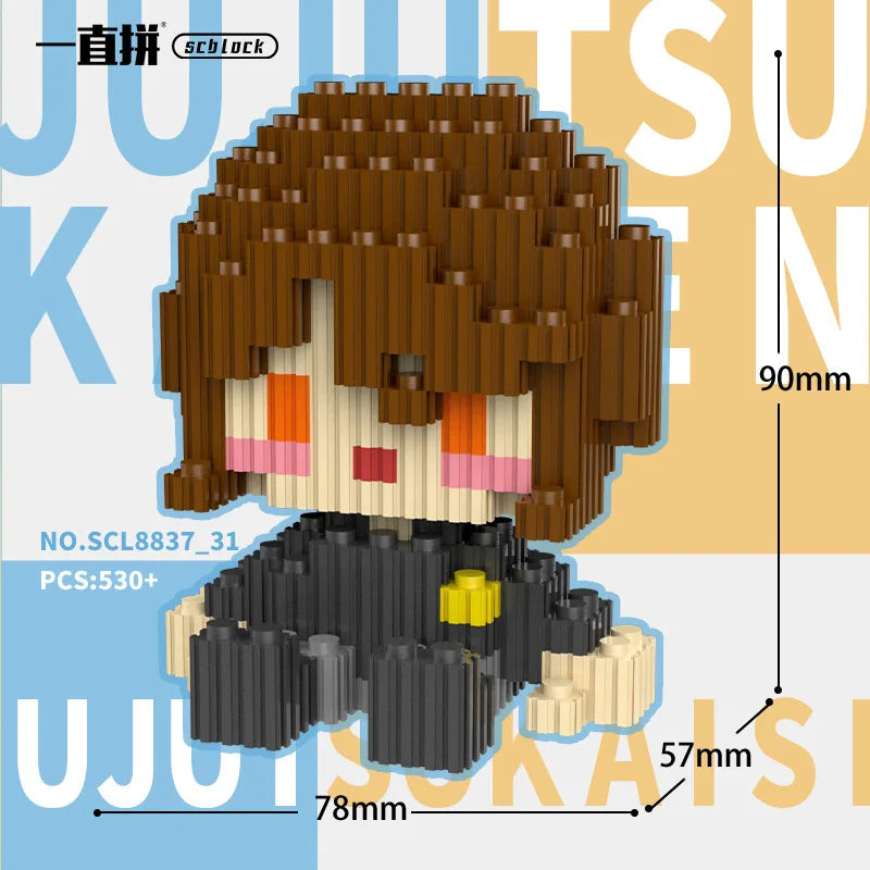JX TOY Anime Jujustu Micro Bloc de Construction Ornements de Bureau à Collectionner Statue Gojo Satoru Poupée Itadori Yuji Bloc Fushiguro Megumi