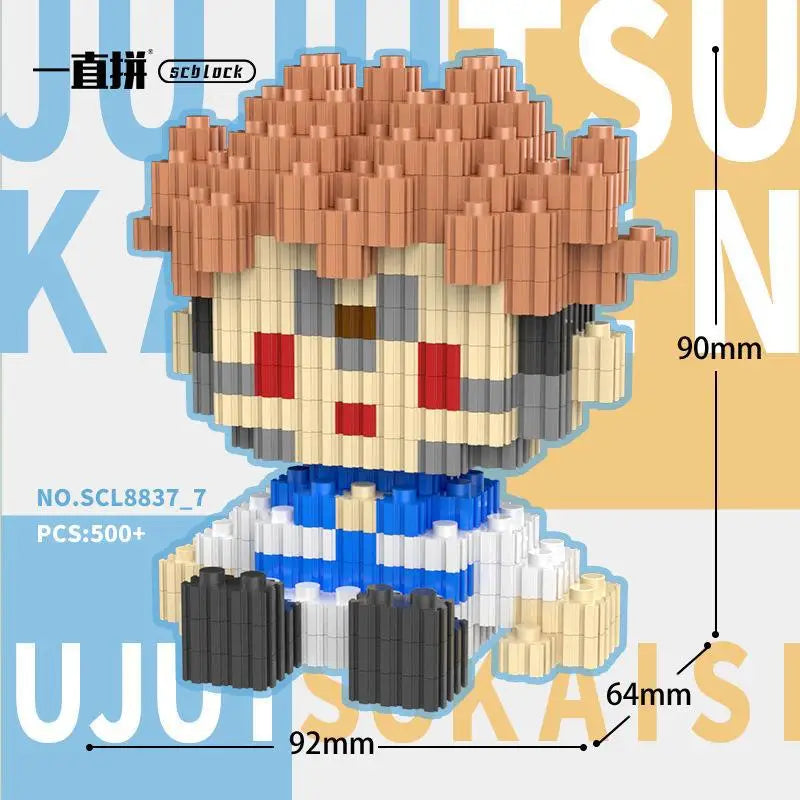 JX TOY Anime Jujustu Micro Bloc de Construction Ornements de Bureau à Collectionner Statue Gojo Satoru Poupée Itadori Yuji Bloc Fushiguro Megumi