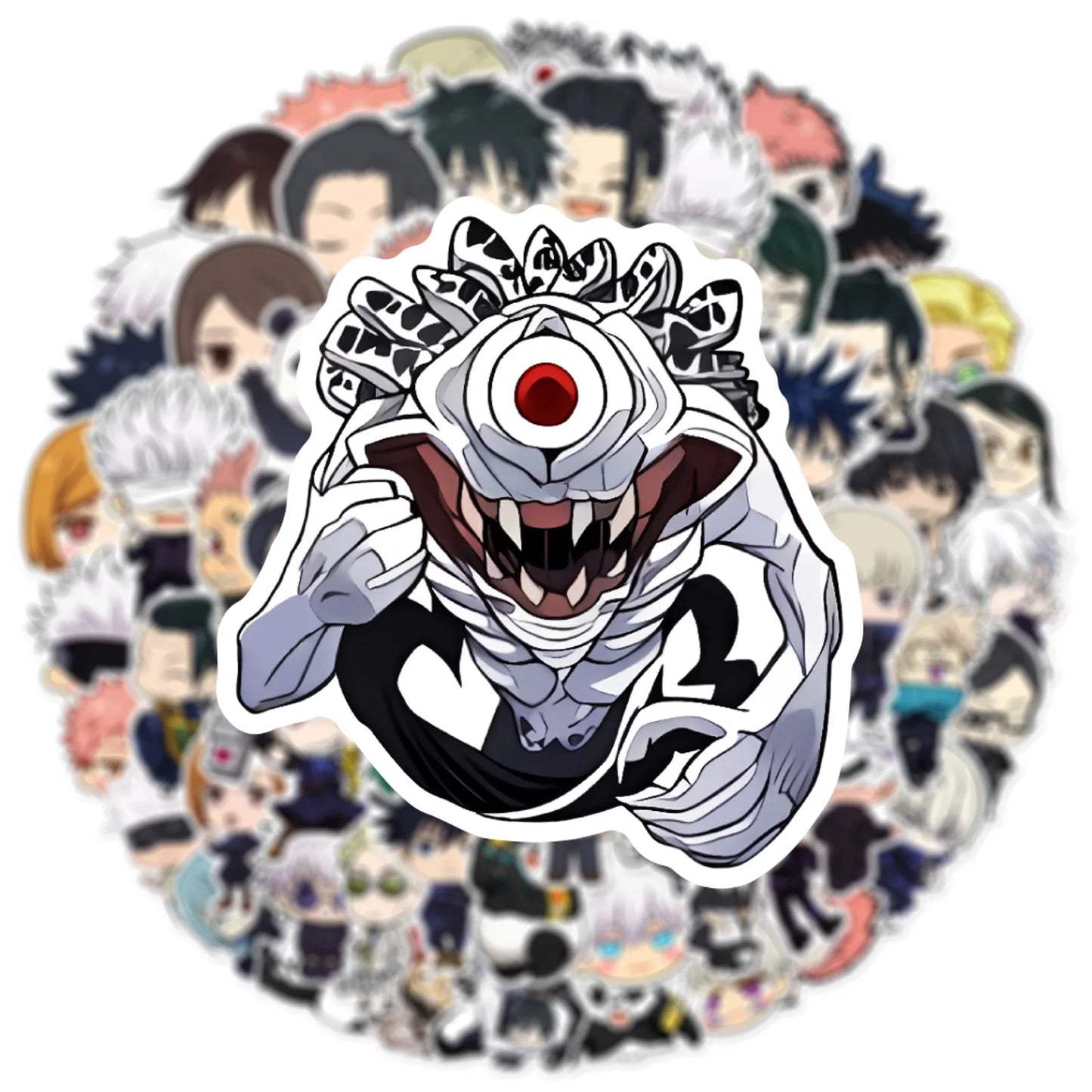Lot de 60 autocollants graffiti style anime Jujutsu Kaisen, adaptés aux casques d'ordinateur portable, décoration de bureau, autocollants DIY, jouets