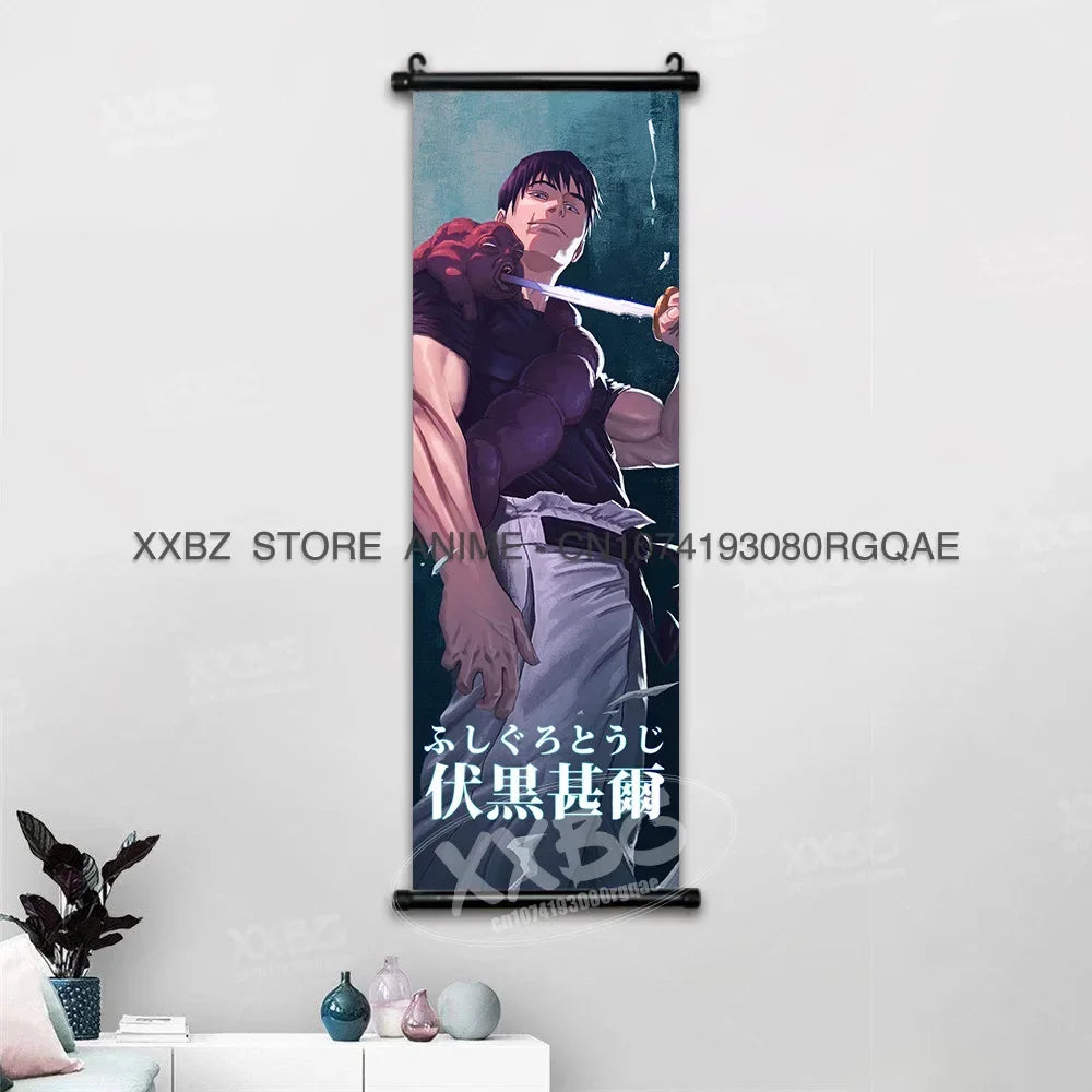 Jujutsu Kaisen Anime Poster Itadori Yuji Wall Art Fushiguro Megumi Room Decor Gojo Satoru Hanging Painting Nobara Scroll Picture