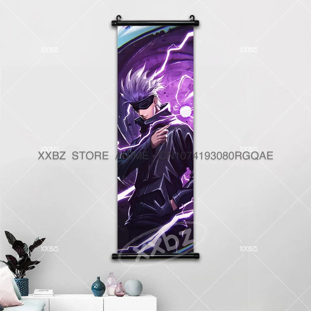 Jujutsu Kaisen Anime Poster Itadori Yuji Wall Art Fushiguro Megumi Room Decor Gojo Satoru Hanging Painting Nobara Scroll Picture