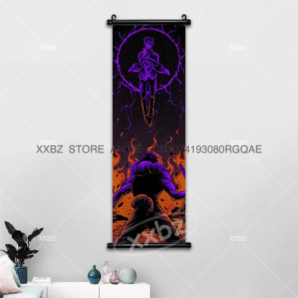 Jujutsu Kaisen Anime Poster Itadori Yuji Wall Art Fushiguro Megumi Room Decor Gojo Satoru Hanging Painting Nobara Scroll Picture