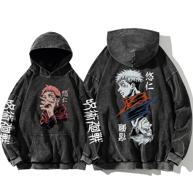 Jujutsu Kaisen Satoru Gojo Sweatshirts Anime Men's High Quality 100% Washed Cotton Hoodie Winter Oversized Streetwear Clothing - Jujutsu Kaisen Merch - Free Shipping Buy Now