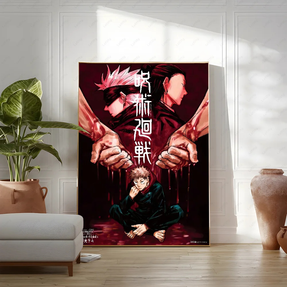 Poster Sticky Wall Art J-Jujutsu K-Kaisen Anime Printing Waterproof Home Living Bed Room Bar Aesthetic Decor