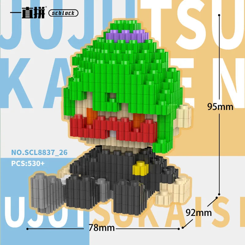 JX TOY Anime Jujustu Micro Bloc de Construction Ornements de Bureau à Collectionner Statue Gojo Satoru Poupée Itadori Yuji Bloc Fushiguro Megumi