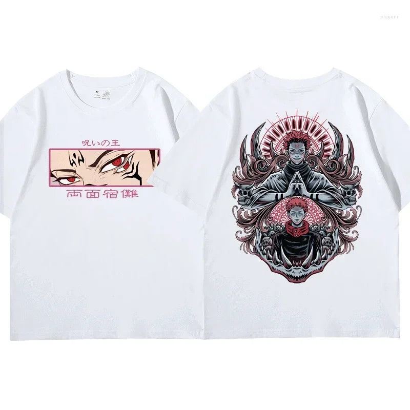2025 new men's and women's cotton loose T-shirt with anime Jujutsu Kaisen Ryomen Sukuna graphic manga short T-shirt - Jujutsu Kaisen Merch - Free Shipping Buy Now
