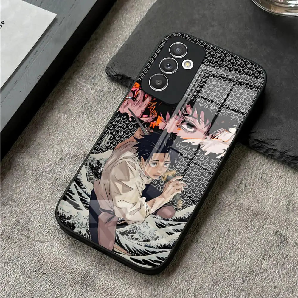 Coque de téléphone Jujutsu Kaisen en verre pour S24 Ultra, Samsung S23 Fe, S22, S20, S21 Plus, Galaxy A54, A34, A24, A53, Note 20, Yuta Okkotsu