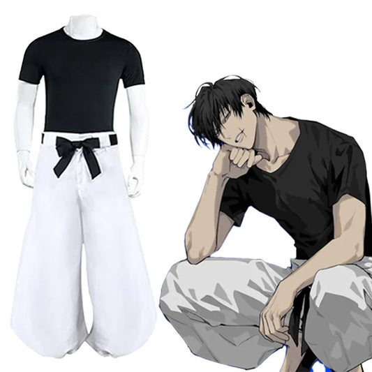 Jujutsu JJK Manga Anime Fushiguro Toji Satoru Gojo Cosplay Costume Wig T-shirt Pants Rose Net Halloween Christmas - Jujutsu Kaisen Merch - Free Shipping Buy Now