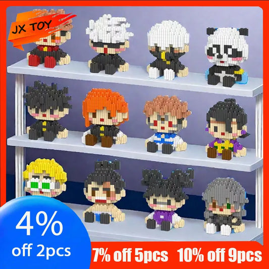 JX TOY Anime Jujustu Micro Building Block Collectible Desk Ornaments Gojo Satoru Statue Itadori Yuji Doll Fushiguro Megumi Block