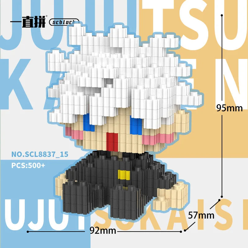 JX TOY Anime Jujustu Micro Bloc de Construction Ornements de Bureau à Collectionner Statue Gojo Satoru Poupée Itadori Yuji Bloc Fushiguro Megumi