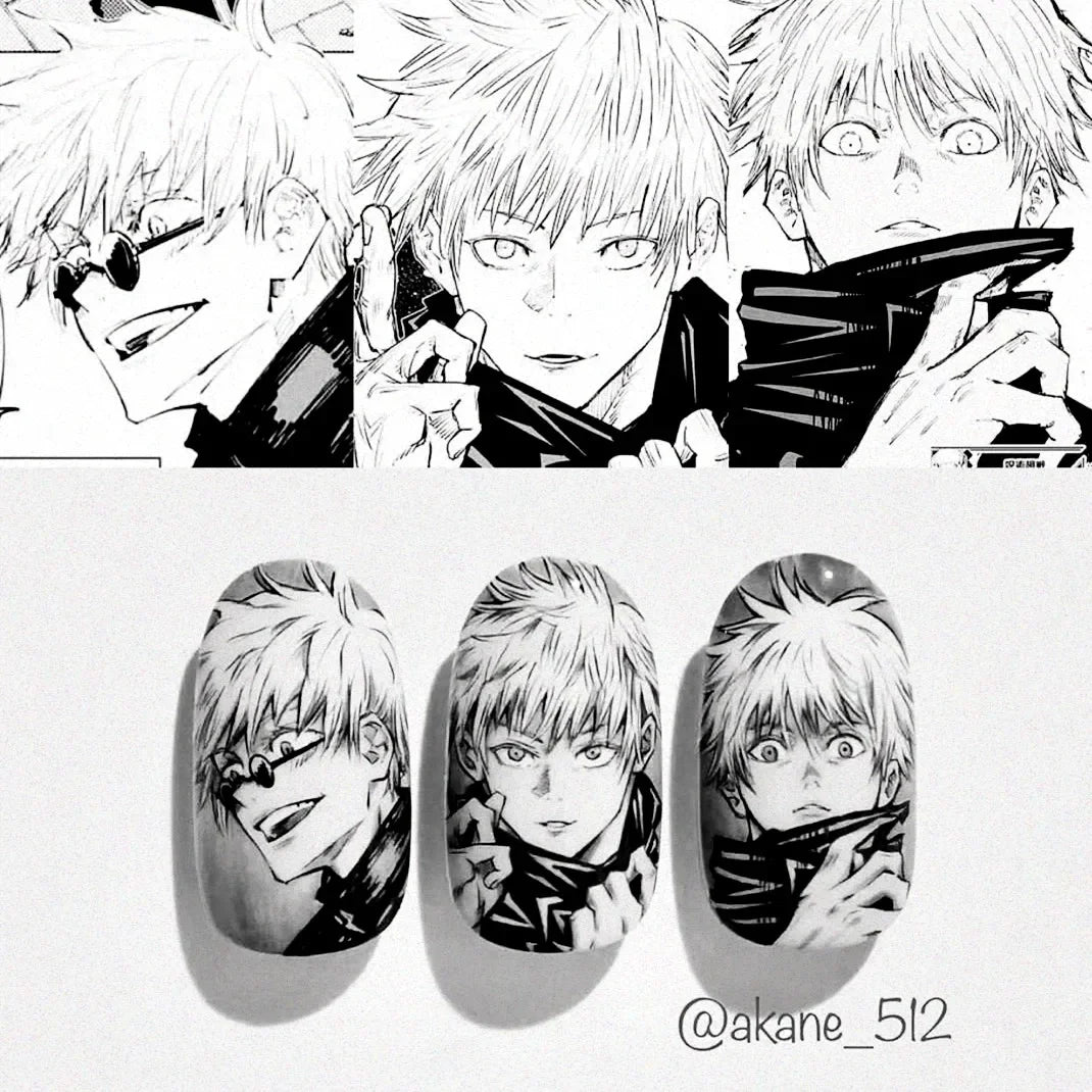 Autocollants 3D pour nail art, modèle coulissant, décorations pour ongles DIY, Jujutsu Kaisen, TSC-196