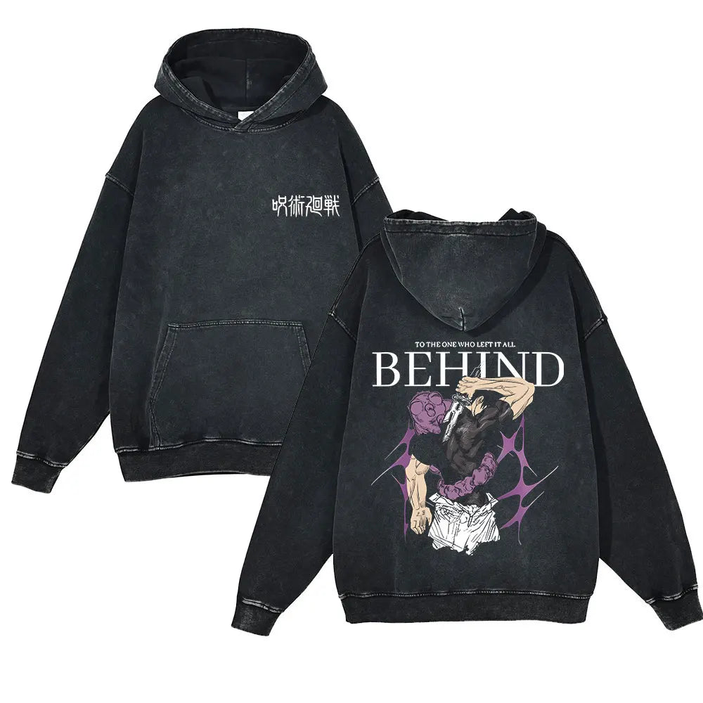 Anime Jujutsu Kaisen Washed Hoodie 100% Cotton Men's Clothing Fashion Casual Vintage Printed Long Sleeve Hip Hop Sweatshirt - Jujutsu Kaisen Merch - Free Shipping Buy Now