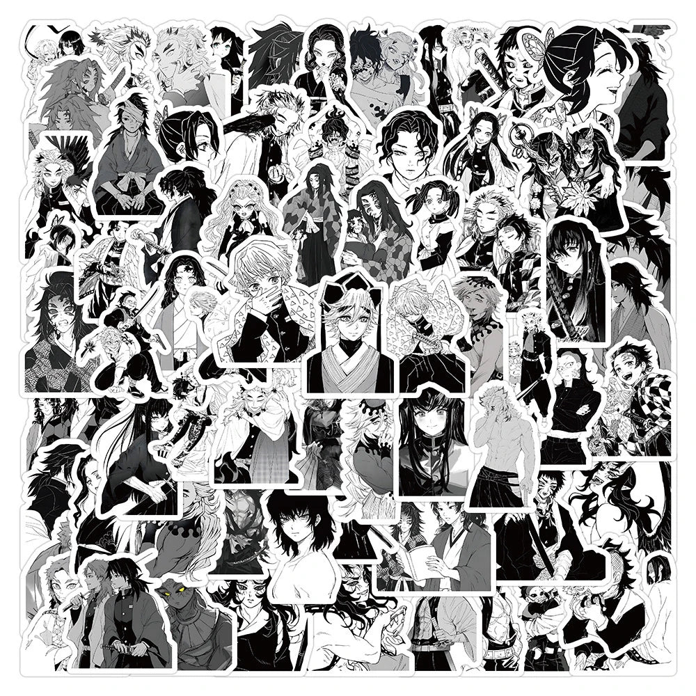 Lot de 50/100 autocollants dessin animé Attack On Titan Jujutsu Kaisen, autocollants imperméables pour skateboard, ordinateur portable, voiture, moto