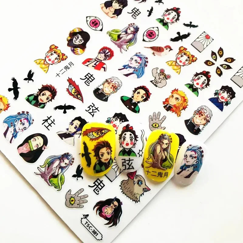 Autocollants 3D pour nail art, modèle coulissant, décorations pour ongles DIY, Jujutsu Kaisen, TSC-196