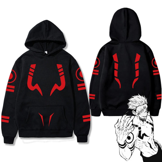 Anime Jujutsu Kaisen Ryomen Sukuna Printed Hooded Men Women Hoodies Plus Size Pullover Harajuku Autumn Winter Warm Sweatshirt - Jujutsu Kaisen Merch - Free Shipping Buy Now