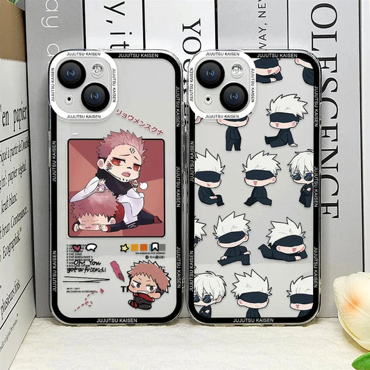 Jujutsu Kaisen Cute Soft Anime Phone Case for IPhone 16 15 14 13 12 11 Pro MAX Mini XS X SE2 8 7 Plus Cover Satoru Gojo Comics