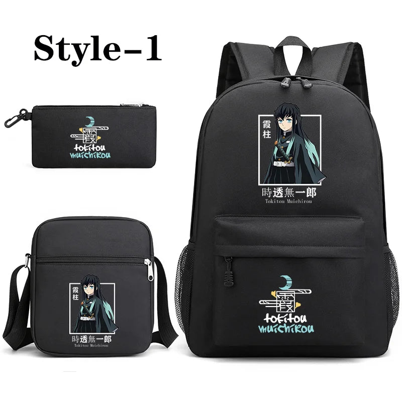 Sac à dos motif Anime Tokitou Muichirou pour adolescents, grande capacité, sac à bandoulière, sac à crayons, sacs d'école