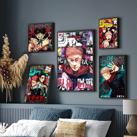 Jujutsu Kaisen Anime DIY Sticky Poster Waterproof Paper Sticker Coffee House Bar Home Decor