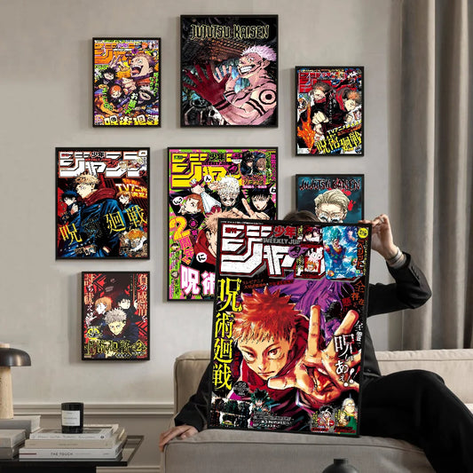 Jujutsu Kaisen Anime Anime Posters Sticky HD Quality Wall Art Retro Posters for Home Kawaii Room Decor