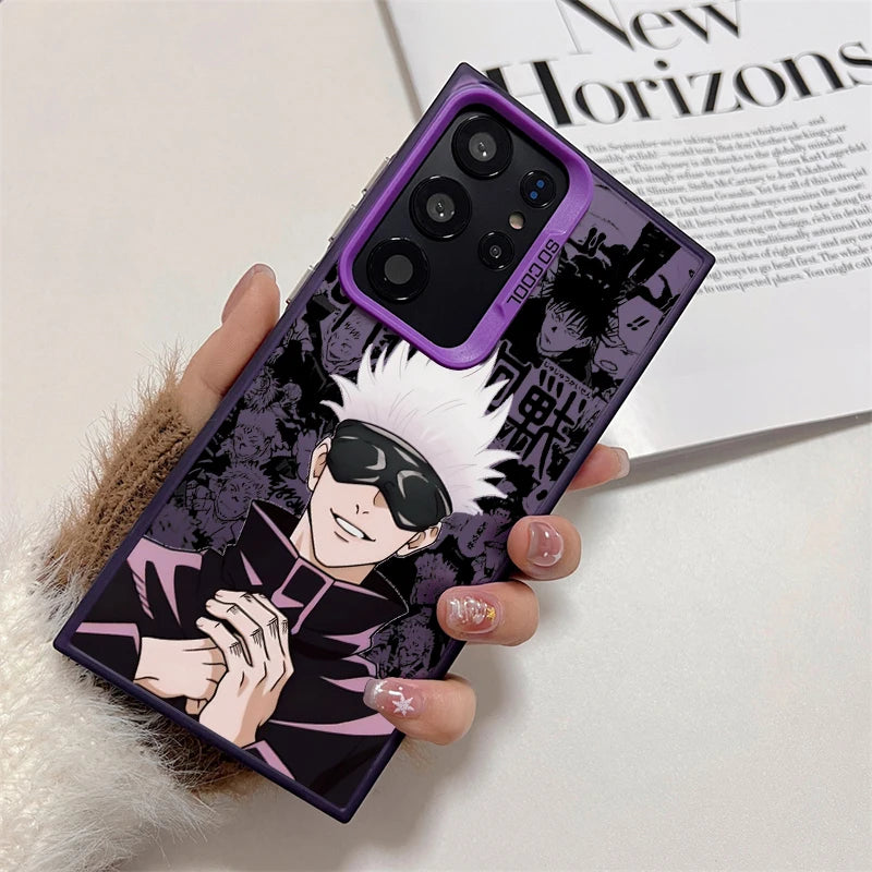 Coque arrière argentée colorée pour Samsung Galaxy S24, S23, S22, S21, S20, Note 20 Ultra Plus FE 5G, dessin animé Jujutsu Kaisen