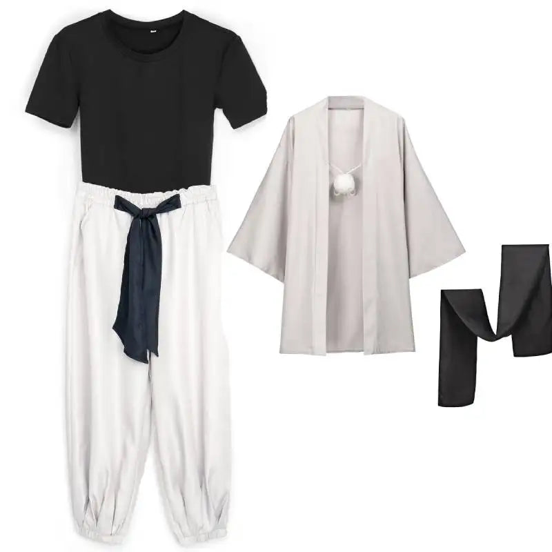 DAZCOS Satoru Cosplay Haori Kimono Jacket Men with Scarf Satoru Costume Adult Outfits Japan Kimono Comic-Con Carnival Clothing - Jujutsu Kaisen Merch - Free Shipping Buy Now