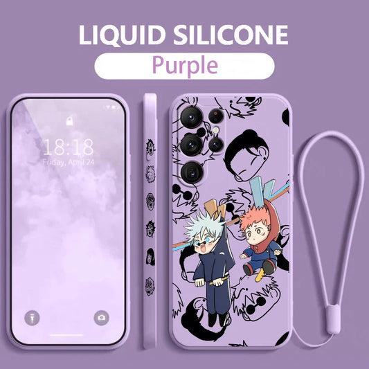 Anime Cool Jujutsu Kaisen Art Phone Case For Samsung Galaxy S25 S24  S21 S20 S23 S22 Ultra Plus FE 5G Liquid Left Rope