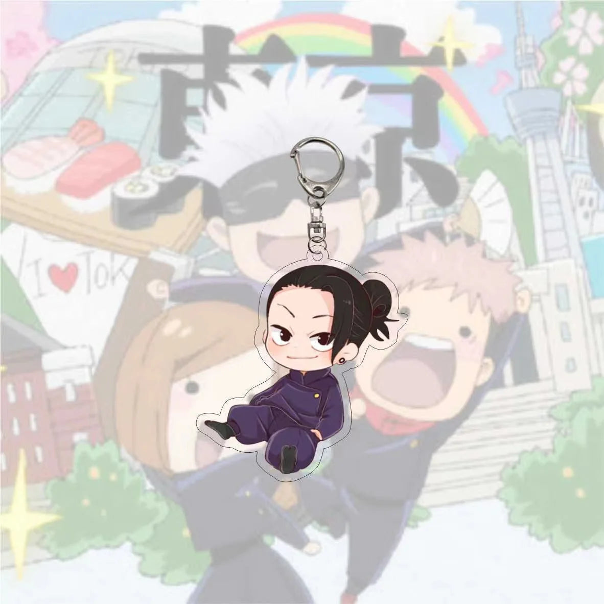 Porte-clés Anime Sukuna Geto pour femmes et hommes, pendentif double face en acrylique, bijoux pour enfants, cadeaux d'anniversaire