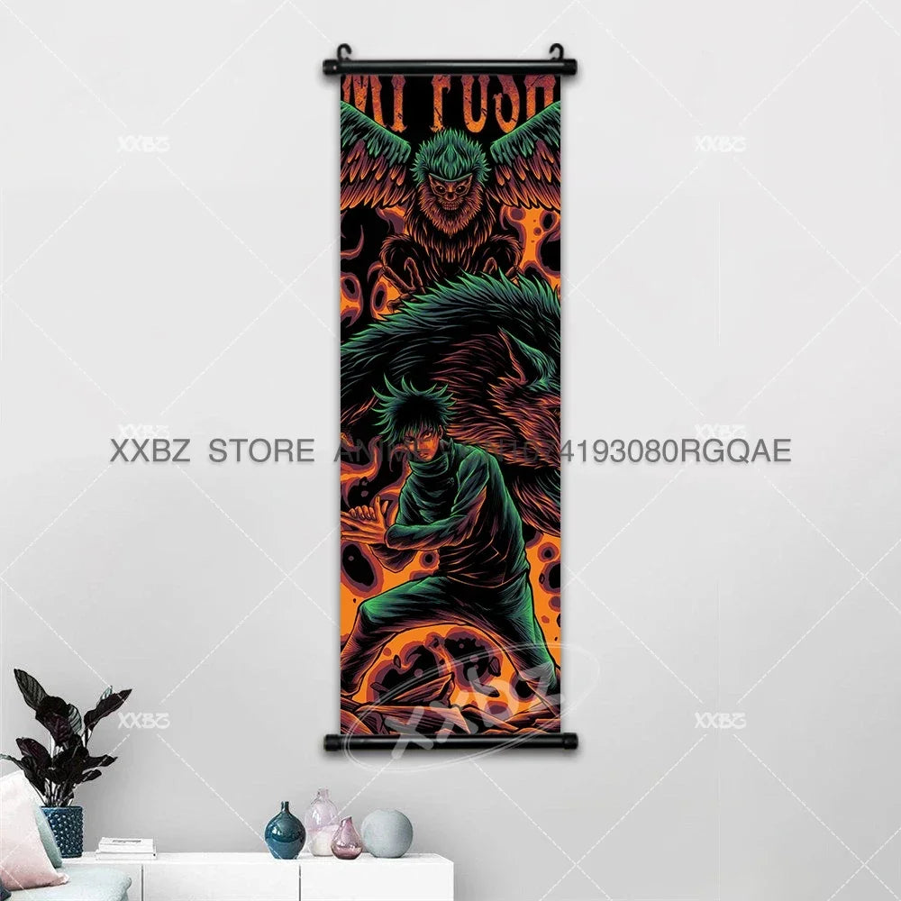 Jujutsu Kaisen Anime Poster Itadori Yuji Wall Art Fushiguro Megumi Room Decor Gojo Satoru Hanging Painting Nobara Scroll Picture