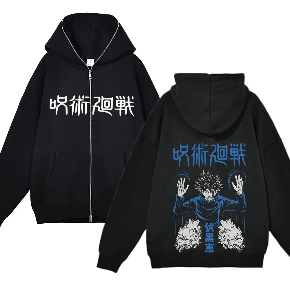 Jujutsu Kaisen Zipper Jackets Anime Gojo Satoru Sweatshirts Gojo Hoodies Thin Fleece Hoodie Zip Up Y2k Hoodies Anime Sweaters - Jujutsu Kaisen Merch - Free Shipping Buy Now
