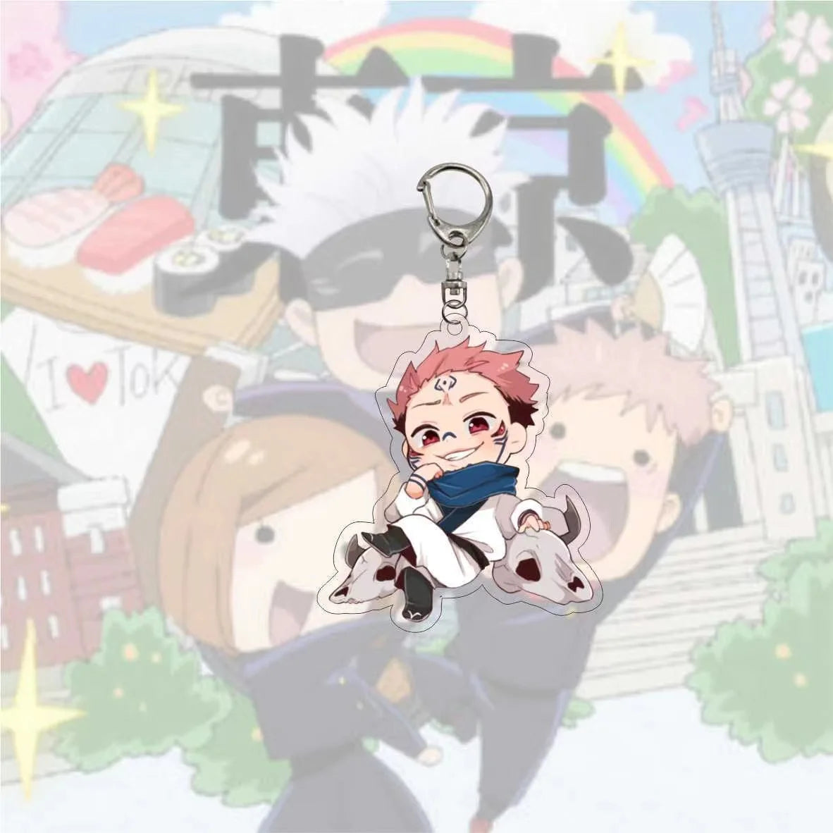 Porte-clés Anime Sukuna Geto pour femmes et hommes, pendentif double face en acrylique, bijoux pour enfants, cadeaux d'anniversaire