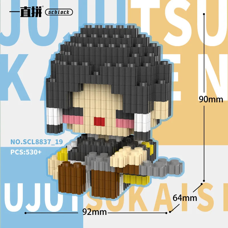 JX TOY Anime Jujustu Micro Bloc de Construction Ornements de Bureau à Collectionner Statue Gojo Satoru Poupée Itadori Yuji Bloc Fushiguro Megumi