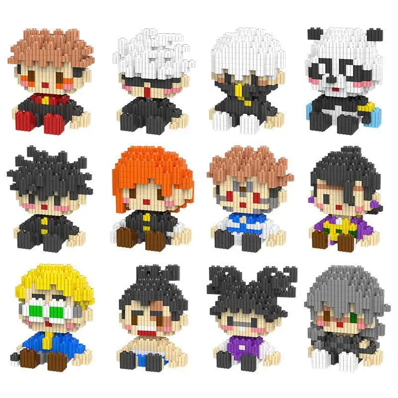 JX TOY Anime Jujustu Micro Bloc de Construction Ornements de Bureau à Collectionner Statue Gojo Satoru Poupée Itadori Yuji Bloc Fushiguro Megumi