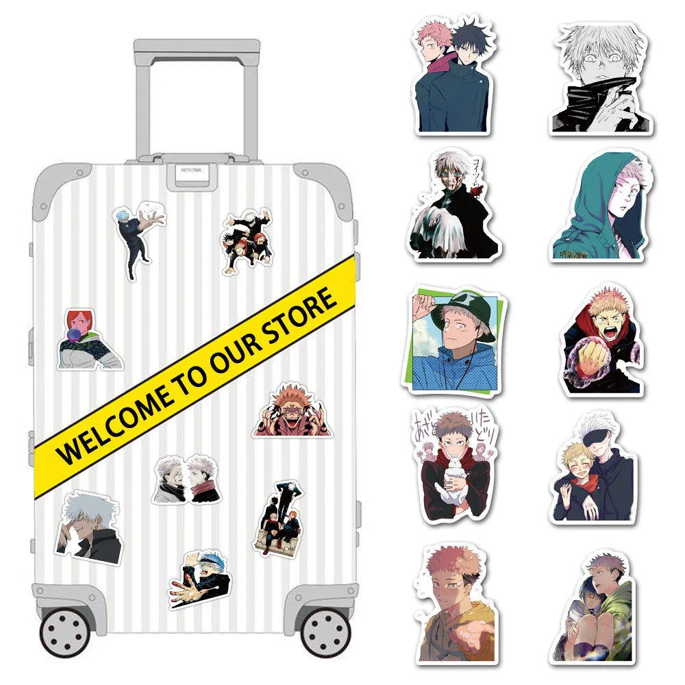 50Pcs Cartoon Jujutsu Kaisen Stickers DIY Laptop Skateboard Kids Cool Sticker Itadori Yuji Satoru Gojo Anime Decal Toys