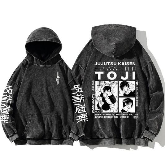 Jujutsu Kaisen Satoru Gojo Sweatshirts Anime Men's High Quality 100% Washed Cotton Hoodie Winter Oversized Streetwear Clothing - Jujutsu Kaisen Merch - Free Shipping Buy Now