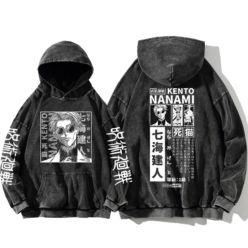 Jujutsu Kaisen Satoru Gojo Sweatshirts Anime Men's High Quality 100% Washed Cotton Hoodie Winter Oversized Streetwear Clothing - Jujutsu Kaisen Merch - Free Shipping Buy Now