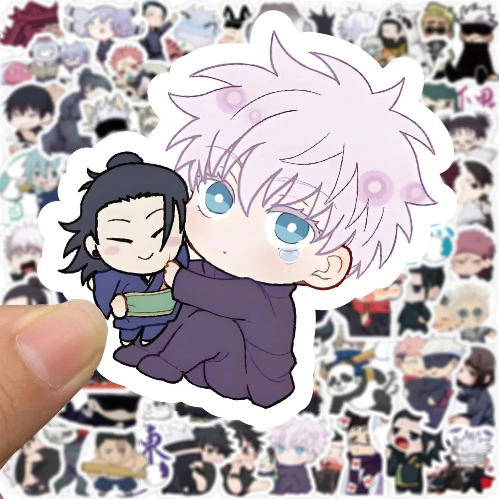 Lot de 10, 30, 50 ou 100 autocollants Kawaii en PVC, motif dessin animé Jujutsu Kaisen, graffiti, pour ordinateur portable, guitare, DIY, cadeau pour enfant