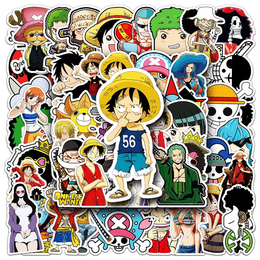 Lot de 50/100 autocollants dessin animé Attack On Titan Jujutsu Kaisen, autocollants imperméables pour skateboard, ordinateur portable, voiture, moto