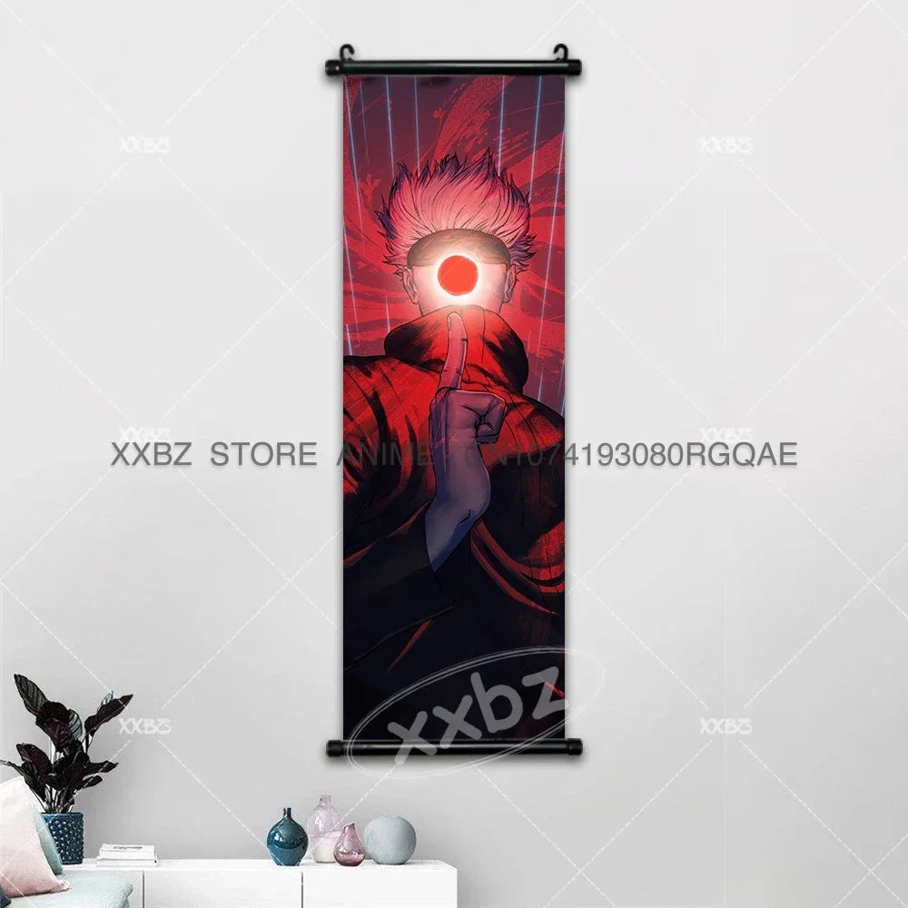 Jujutsu Kaisen Anime Poster Itadori Yuji Wall Art Fushiguro Megumi Room Decor Gojo Satoru Hanging Painting Nobara Scroll Picture