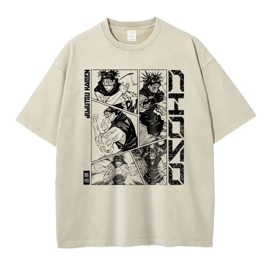 Anime J-Jujutsu K-Kaisen T Shirts Vintage Washed CHOSO T-shirt Oversized Streetwear Fushiguro Toji Gojo Short Sleeve Tops Tees - Jujutsu Kaisen Merch - Free Shipping Buy Now