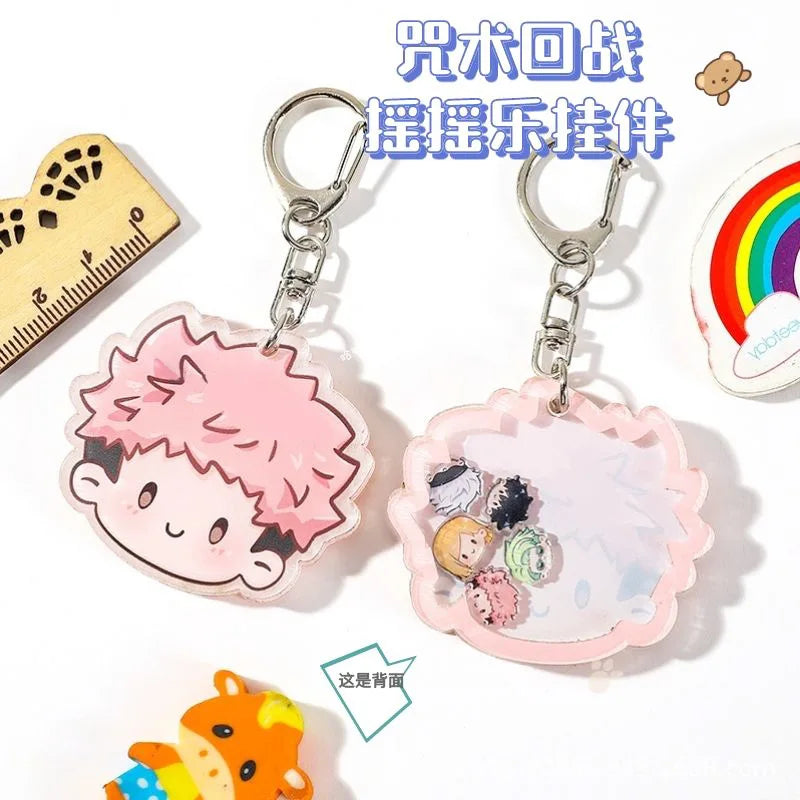 Porte-clés pendentifs en acrylique, dessin animé Jujutsu Kaisen Gojo Satoru, Megumi Nobara Nanami Itadori Yuji Kawaii, jouets à secouer, cadeaux