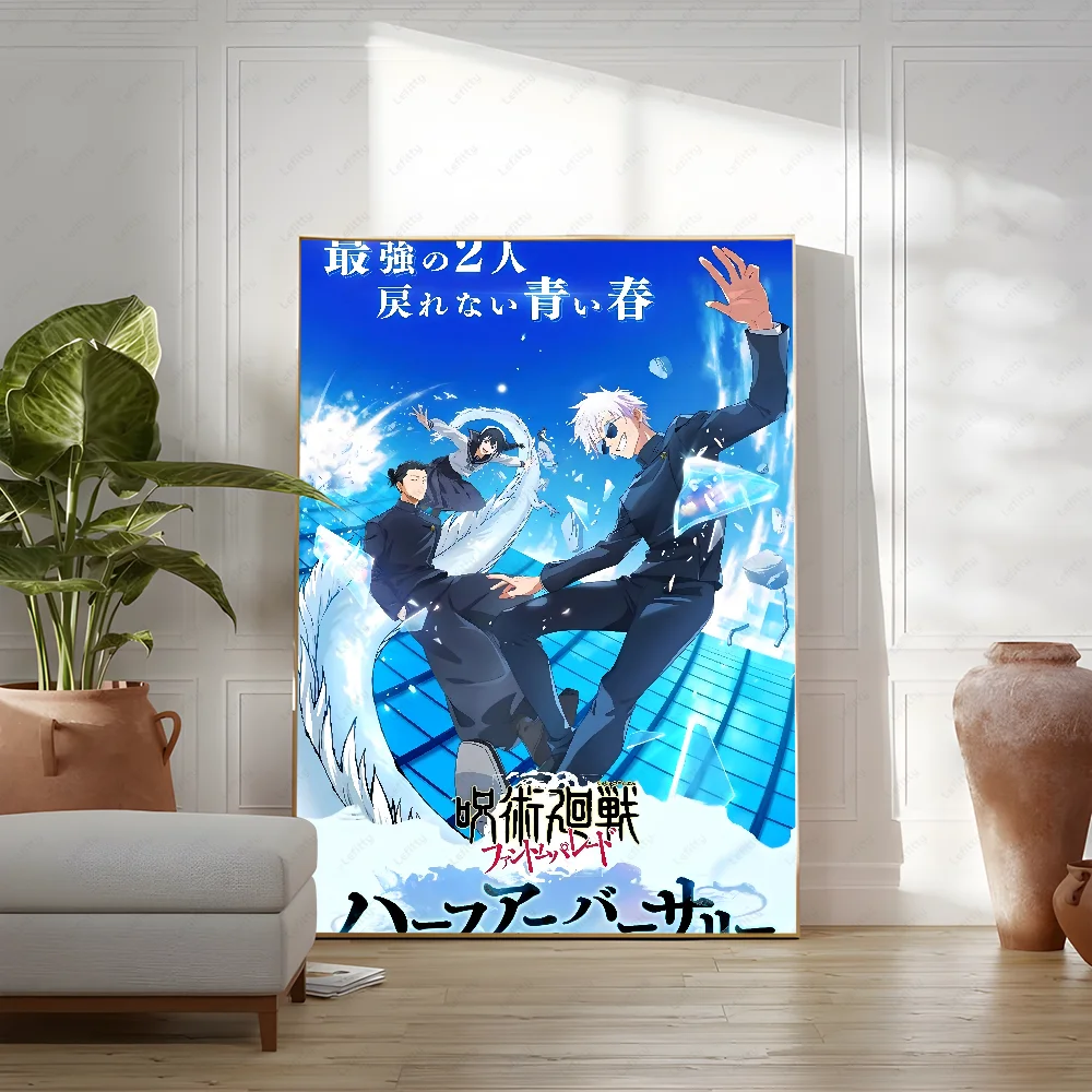 Poster Sticky Wall Art J-Jujutsu K-Kaisen Anime Printing Waterproof Home Living Bed Room Bar Aesthetic Decor