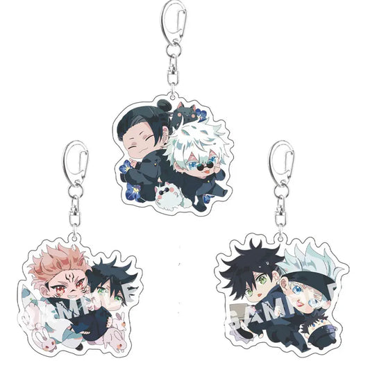 Anime Keychain Sukuna Geto Women Men Key Chain Cartoon Double Sided Pendant Key Holder Acrylic Jewelry For Kids Birthday Gifts