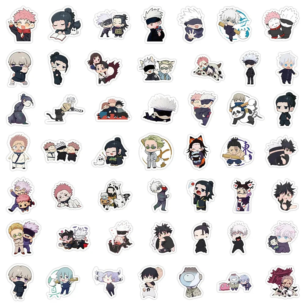 Lot de 10, 30, 50 ou 100 autocollants Kawaii en PVC, motif dessin animé Jujutsu Kaisen, graffiti, pour ordinateur portable, guitare, DIY, cadeau pour enfant