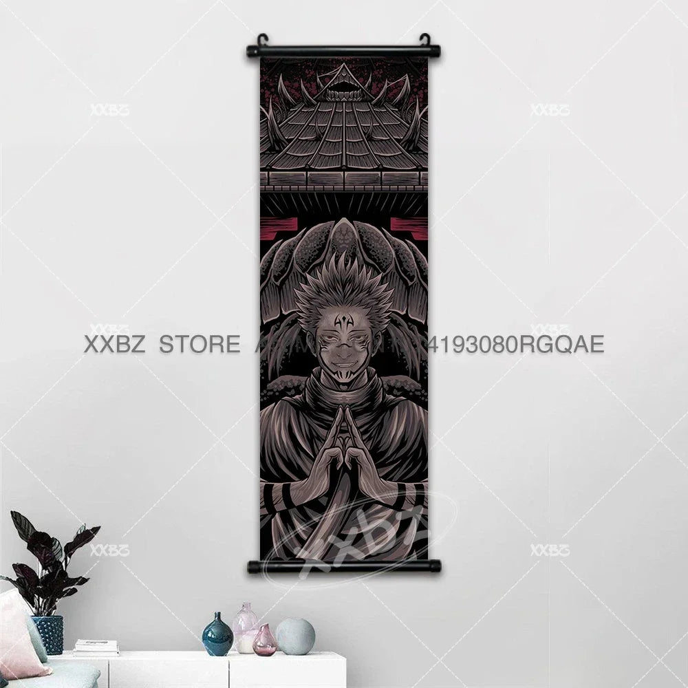 Jujutsu Kaisen Anime Poster Itadori Yuji Wall Art Fushiguro Megumi Room Decor Gojo Satoru Hanging Painting Nobara Scroll Picture