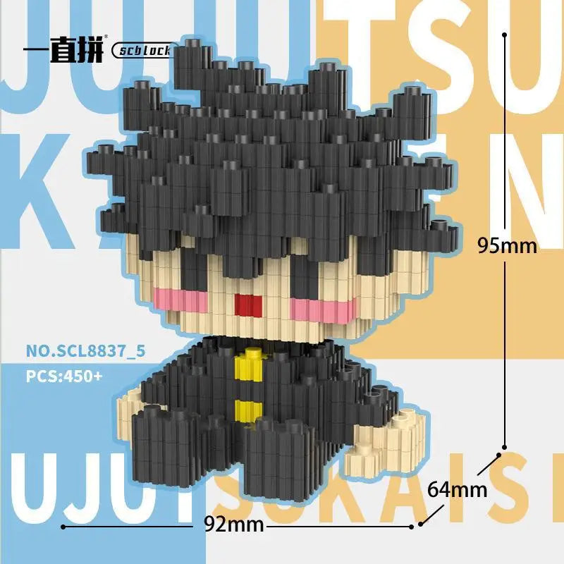 JX TOY Anime Jujustu Micro Bloc de Construction Ornements de Bureau à Collectionner Statue Gojo Satoru Poupée Itadori Yuji Bloc Fushiguro Megumi