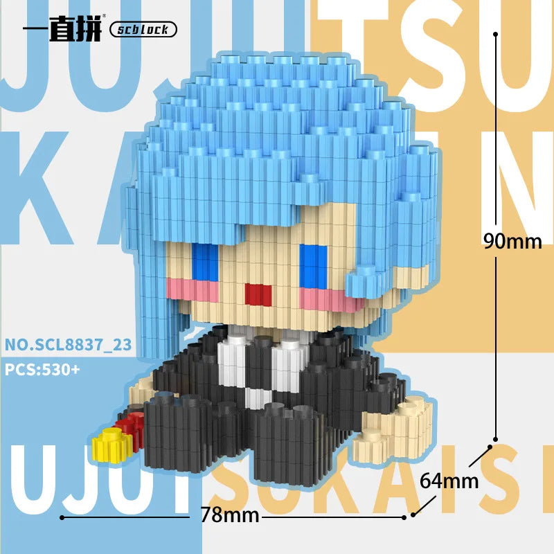 JX TOY Anime Jujustu Micro Bloc de Construction Ornements de Bureau à Collectionner Statue Gojo Satoru Poupée Itadori Yuji Bloc Fushiguro Megumi