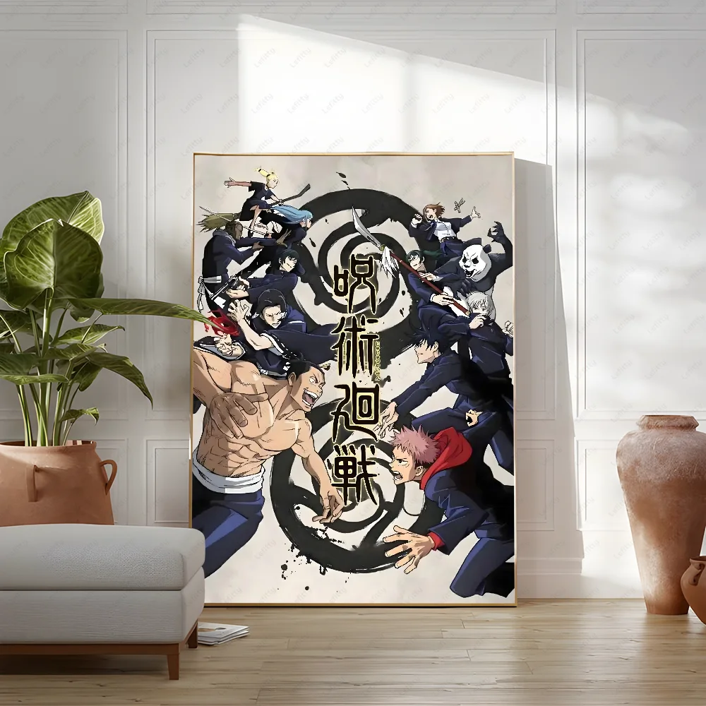Poster Sticky Wall Art J-Jujutsu K-Kaisen Anime Printing Waterproof Home Living Bed Room Bar Aesthetic Decor